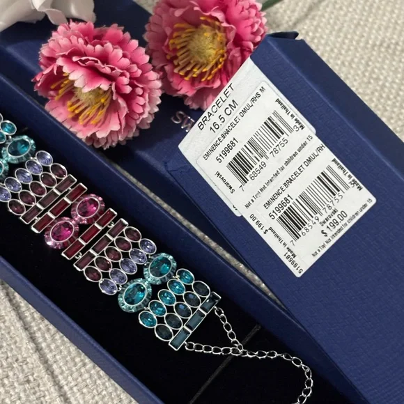 💎🦢 Swarovski Eminence Multicolor Crystal Link Bracelet - Picture 4 of 10